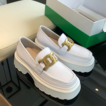 Maikima 2021 new one foot pedal Inlenwind small leather shoes thick bottom pine pastry shoes 100 hitchhiking shoes single shoe woman