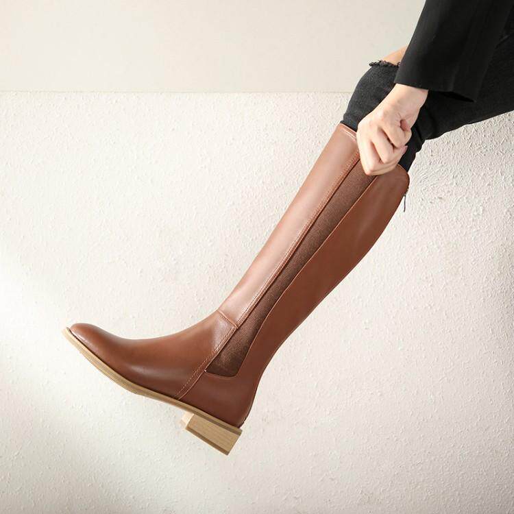 But knee boots autumn and winter rear zipper Martin boots high riding boots women's British style riding boots straight knee boots