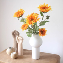Sunflower Simulation Bouquet Heavy Valve Teddy Sunflower Fake Flower Vase Suit Living Room Table Floral Decoration Pendulum