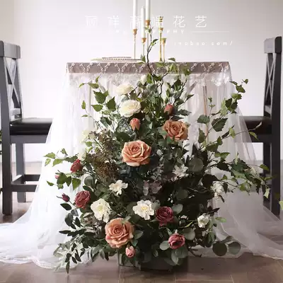 Simulation flower wedding road introduction flower art decoration floor flower wedding props Mori guide road flower decoration shop photography Road