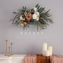 Simulation rose flower ring door decoration wall decoration creative wall hanging room wall decoration wedding decoration Morandi color tone