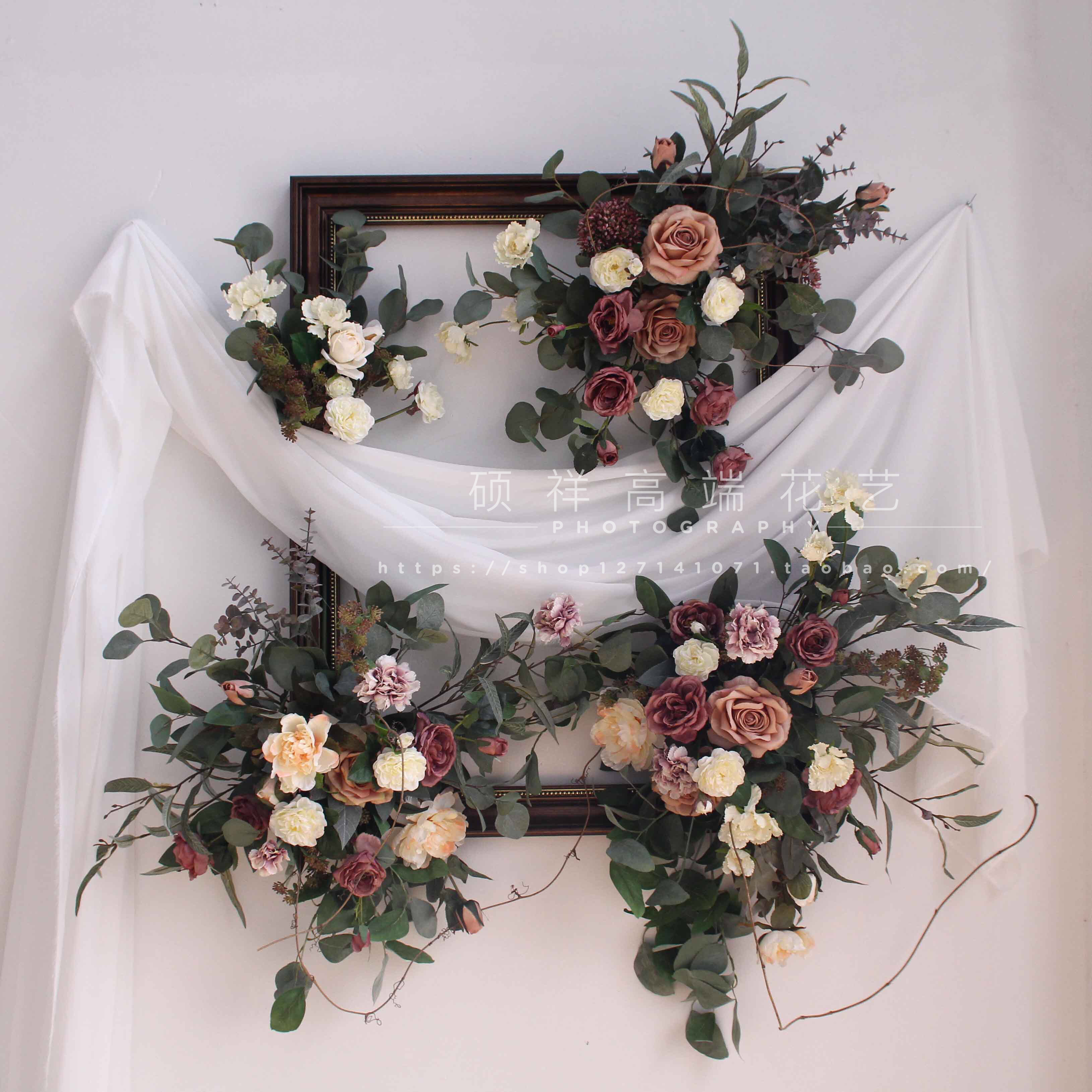 Simulation rose Eucalyptus photo frame combination Floral creative wall decoration Wall decoration Home decoration Shop decoration Floral