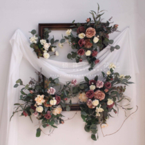 Simulation rose eucalyptus photo frame combination floral creative wall decoration wall hanging home furnishings shop decoration floral art