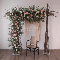 Simulation Flowers Austin Rose Wedding Arch Arches Floral Road Leading Decoration Photography Props Shop Window Decoration Pendulum