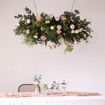 Simulation Flowers Rose Ceiling Floral Wedding Decoration Background Flower Photography Props Decorate Floral Shop Shop Window Hem