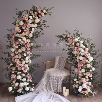 Simulation flower rose horn arch flower wedding wedding decoration photography props shop photo area decoration