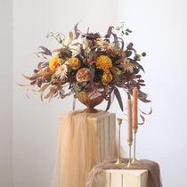 Emulated floral retro Rose combined floral suit Decorative Living Room Restaurant Desktop Furnishing shop Decorative Pendulum