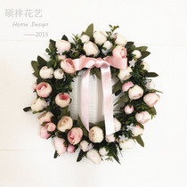 Rose simulation flower fake flower garland door decoration door hanging wall decoration wedding room decoration handicraft home gifts can be customized