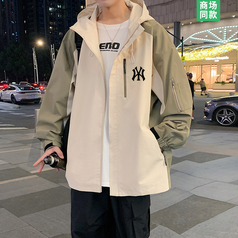 ジャケットメンズ春と秋2025新しいスタイルトレンドブランドルーズカジュアル万能フード付きメンズジャケットジャケットトップス