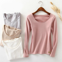 Broken clearance ~ cotton cotton velvet thick base shirt T-shirt womens long sleeve warm clothing womens slim spring and winter