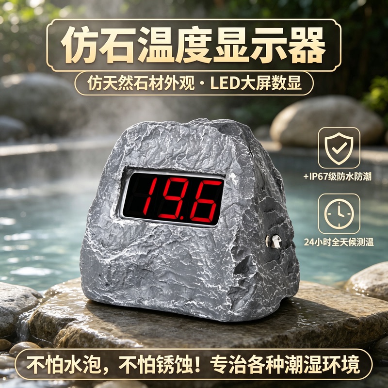 Imitation Stone Temperature Display with Probe for Bath, Cold Storage, Fish Tank Digital Thermometer, High-Precision Water Temperature Measurement Imitation Stone Temperature Display with Probe for Bath, Cold Storage, Fish Tank Digital Thermometer, High-Precision Water Temperature Measurement