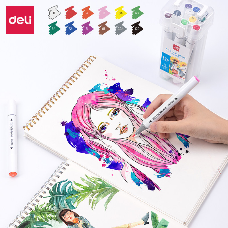 Powerful 70804-12-color water-based soft head microphone pen 12-color double-head color watercolor pen painting mark pen