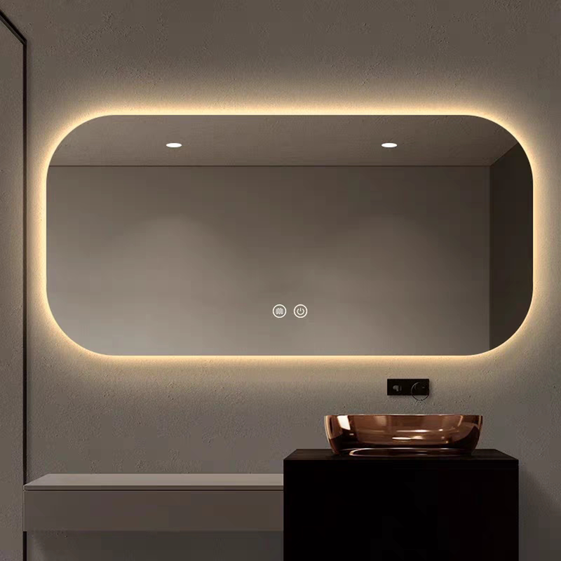 Bathroom Mirror, Bathroom Mirror with Light, Home Touch Screen, Bathroom Wall-Mounted Defogging Mirror, Rounded Corner Sensor Smart Mirror