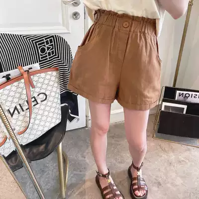 Shorts Women summer 2021 new women's Korean fashion elastic waist slim loose straight leg wide legs casual pants children