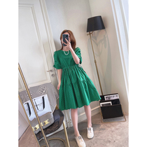 Broken Flowers One-piece Dress Woman 2022 Summer new womens dress Korean version Fashion High waist a word Tea hysterone Nepotism Bubble Sleeves