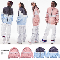 1819BSRABBIT Korean Ski Suit Single Double Board Waterproof Windproof Mens and Womens Jacket Top Contrast Blue Pink