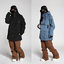 1819HIKARU Korean ski pants single double board men and women waterproof wear-resistant loose Han fan pants fat version