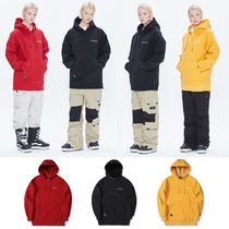 2021KARETA Korean ski sweatshirt with single double board male and female with thickened warm belt suede sleeve head loose hoodie