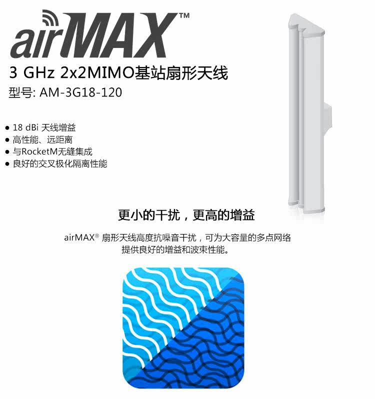 Сетевой мост 【顺丰发货】ubiquiti优倍快 am-3g18-120 3ghz双极化扇区天线 Ubquiti
