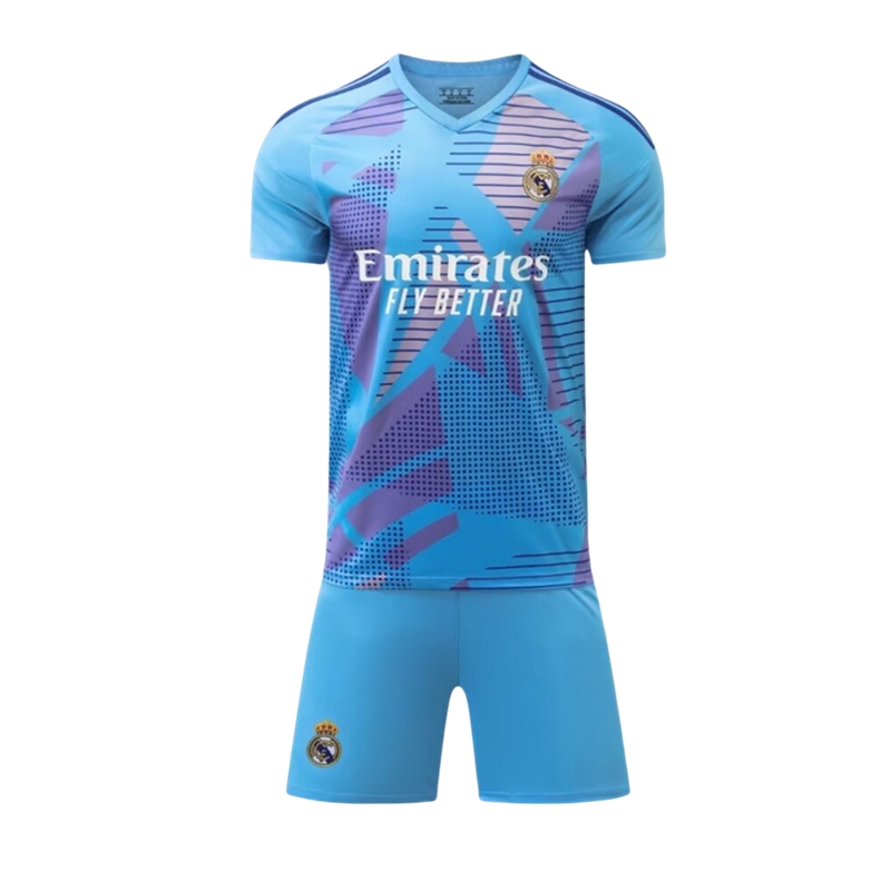 2425 Real Madrid Goalkeeper Jersey Goalkeeper Blue Adult and Children's Game Training Football Uniform No. 1 Courtois