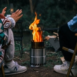 Переносная портативная круглая дрова Печь дикая угольная печь Сплошная печь Утолщенная плита для пикника из нержавеющей стали из нержавеющей стали