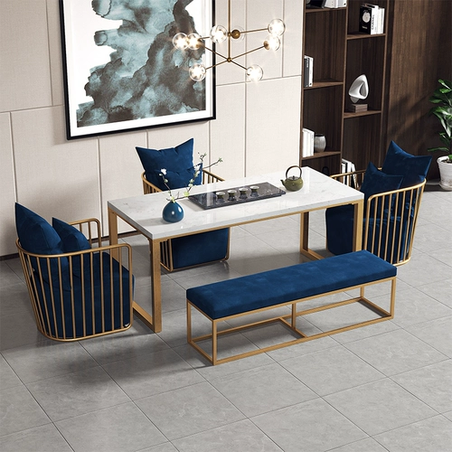 Чайный стол и стул Комбинированная простота, современный китайский домашний свет роскошный мрамор маленький чайный стол офис кунг -фу чайный стол