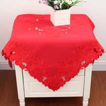 Festive Red Bed Head Cabinet Cover Cloth REFRIGERATOR TV DUST COVER CLOTH ART WEDDING CELEBRATION BED CABINET BEDSIDE CLOTH