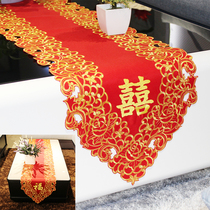 Embroidery Flower European-style red festive wedding Keitai Broom Living room Table Flag Table Flag Table Cloth Art TV Cabinet Geb