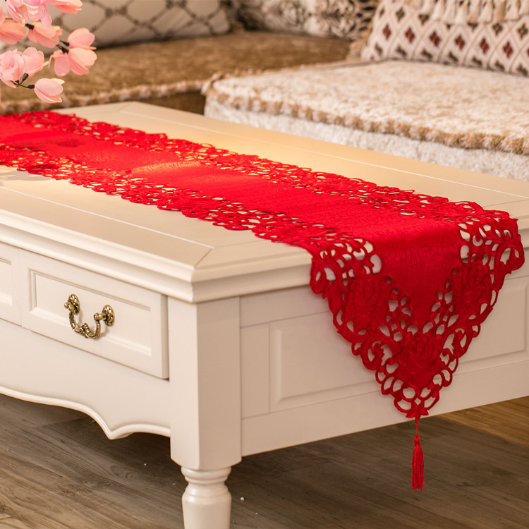 New Chinese coffee table table flag red festive wedding wedding living room dining table TV cabinet flag tea table tea table tea art