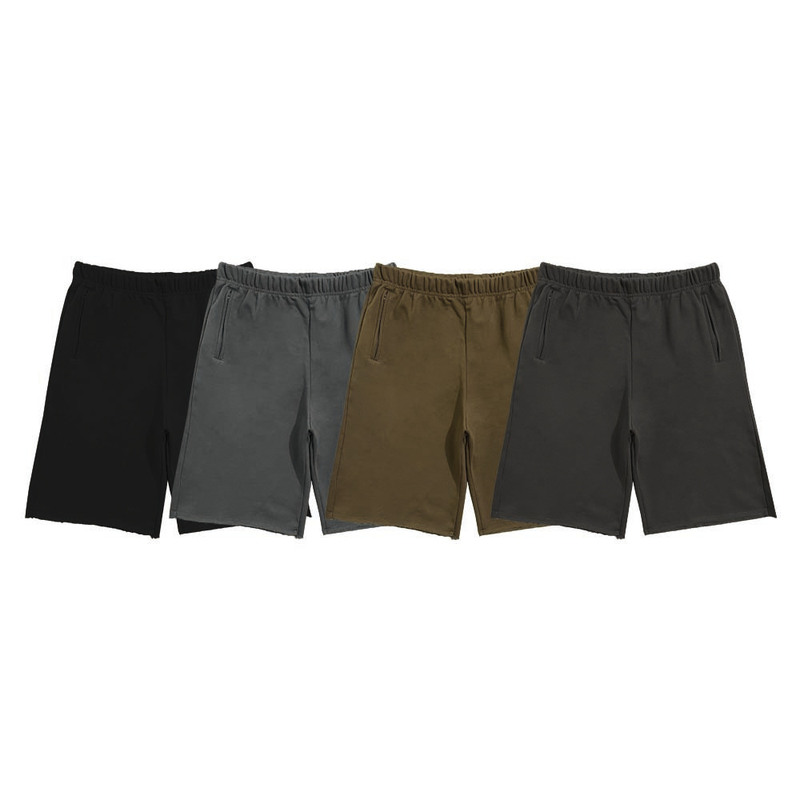 Yeezy Season6 Calabasas Coconut Solid Color Kanye Style Loose Casual Pants Shorts for Men and Women