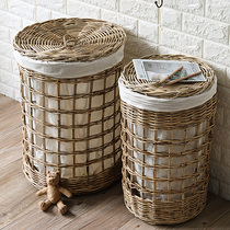 Imported rattan choreographer round with lid dirty coat basket storage containing basket large containing barrel diamond rattan washable