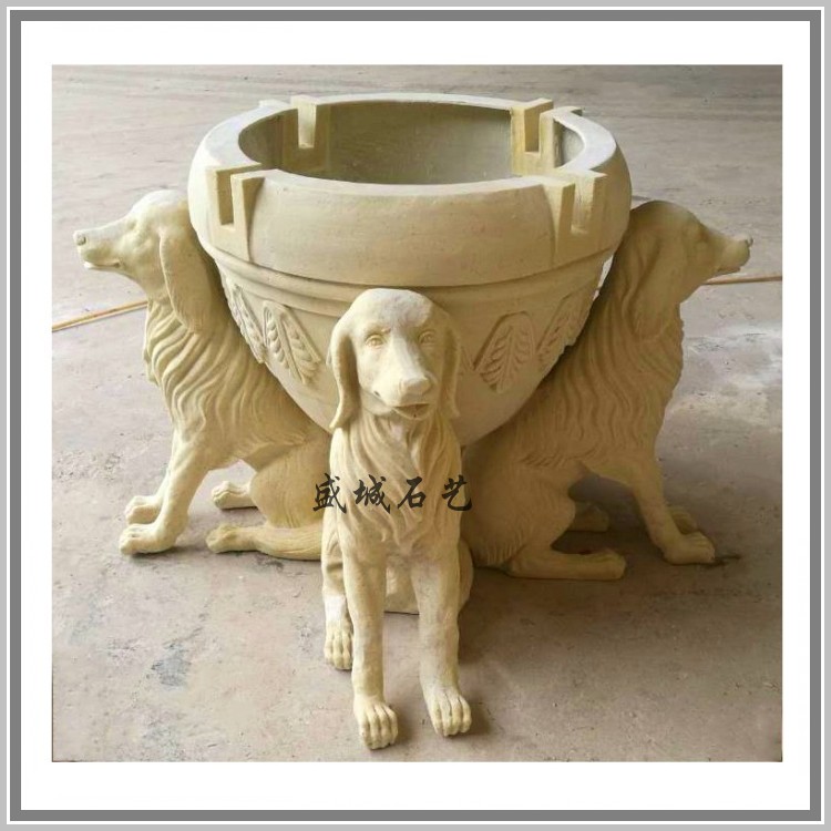 Sandstone Animal Sculpture Puppy Spray Pool Artificial Sandstone European Style Relief Background Wall Sandstone Round Sculpture Urban Sculpture