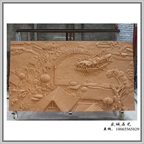 Sandstone sculpture relief art background wall painting Qingming upper river landscape painting TV sand sculpture wall screen customization