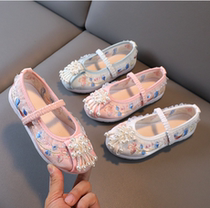 Autumn new childrens Hanfu shoes girls antique embroidered shoes baby old Beijing cloth shoes ladies antique shoes