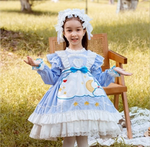 Childrens Lolita Princess Dress Girls New 2021 Autumn Baby Spring and Autumn Dress Tone Dress