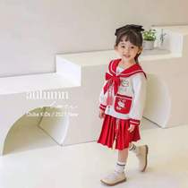 Girls Hanfu Improved Childrens Autumn Dress Set New Little Girl Embroidery Classical Two-Piece Set