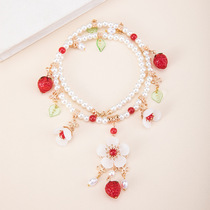 Autumn new strawberry hair accessories set ancient style hanfu headdress cute female tassel hairclip hairpin costume accessories