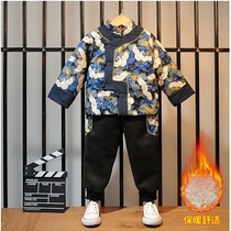 Boy little emperor suit Tang suit children Spring and Autumn boy baby Tang antique yellow Mandarin gown year old dress