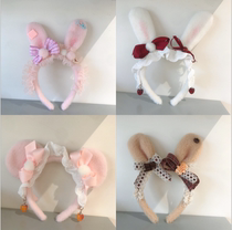 Korean version of hairband children three-dimensional cute rabbit ears bow head hoop pressure hair Carolita cute pink sweet headdress