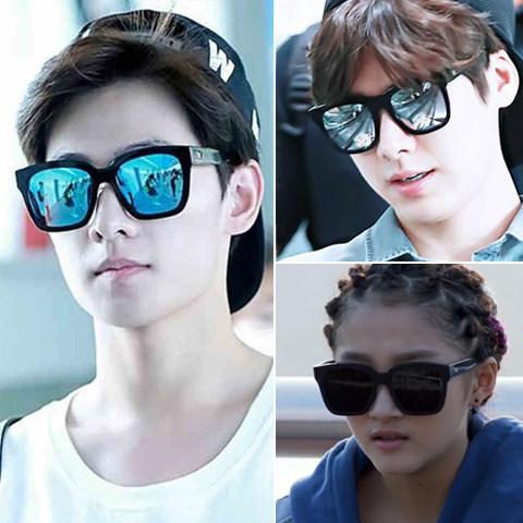 Net red ins sunglasses women drive round face square gm sunglasses men Korean version of the tide black v Korean star with the same