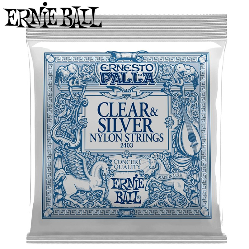 Ernie Ball 2403 2406 Classical Guitar Strings EB Silver Plated Transparent Black Nylon Set Strings