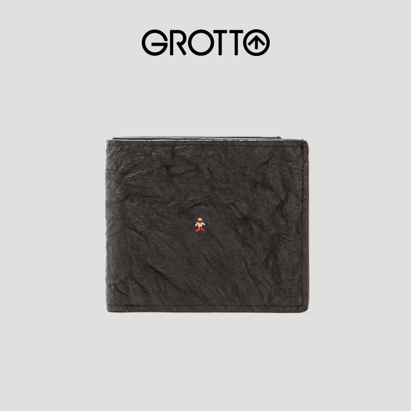 GROTTO Solo Hand Kneaded Sheepskin Short Thin Leather Couple Wallet