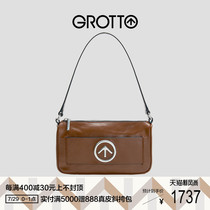 GROTTO music armpit bag niche design Italian leather retro personality handbag tide Kan Qingzi with the same