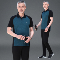 Mens summer suit middle-aged dad short sleeve T-shirt 2020 new middle-aged leisure sports suit mens summer