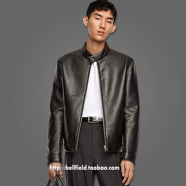 Mùa thu đông nam Cổ áo Faux Leather Áo khoác dày 0701350 Slim Plus Cotton Leather Business 0701/350 - Quần áo lông thú