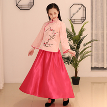Childrens Republic of China costume Girl suit Retro Republic of China style student dress Miss Guzheng performance costume Hanfu Childrens clothing