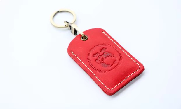 Handmade da mini bus card set ni leather kiểm soát truy cập thẻ chìa khóa nhẫn Octopus thang máy bảo vệ thẻ bìa