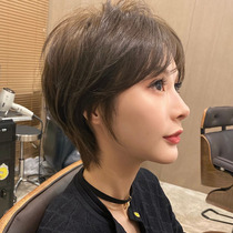 Wig woman short hair style round face wig set women full head cover type natural real hair hair hair trim face full real hairstyle