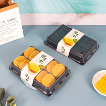 Two rows of mung bean cake box baking ice moon cake 8 10 pieces transparent pastry box dim sum packaging box