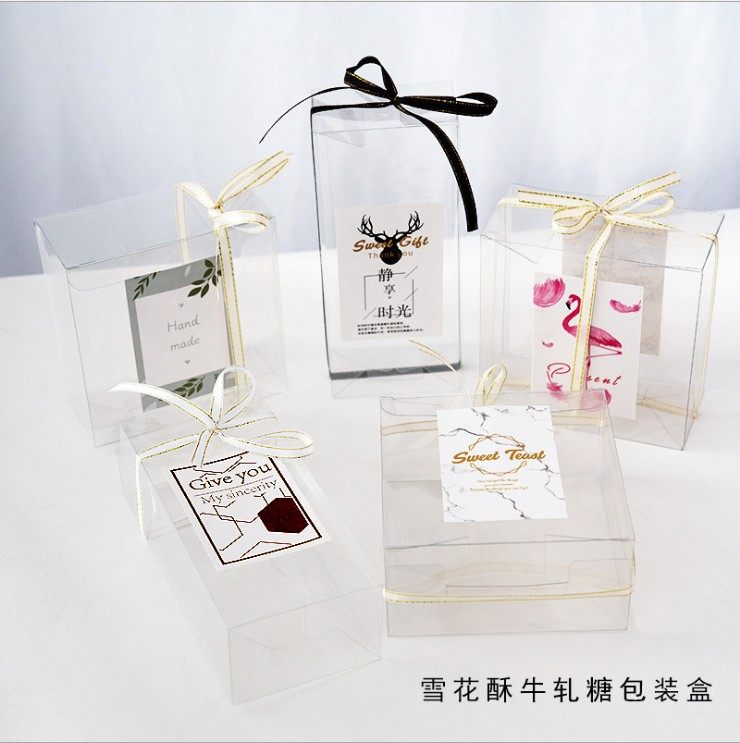 ins transparent baking packaging snowflake butternug box cookie box oxza cake candy PET plastic box